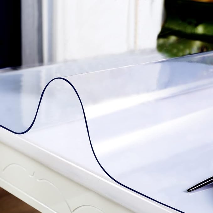 24x66 Inch Transparent Plastic Table Protector PVC Tablecloths Desk Cover Mat Waterproof Plastic for Table Rectangle Vinyl Kitchen Countertop Living Dining Room Table Cover Protector PVC Desk Mat