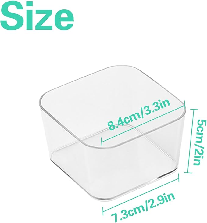 6pcs Clear Acrylic Storage Container, Desk Organizer Drawer Square Tray, Small Makeup Vanity Storage Bins Widely for Kitchen Cabinet, Tool, Office Desk, Gadgets, Pens, Paper Clips, No Lid