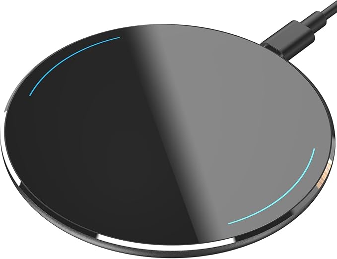 TOZO W1 New Anti-Slip Aircraft-Grade Aluminum Wireless Charger 15W Max Fast Wireless Charging Pad Compatible with iPhone 17/17 Pro/17 Pro Max/Air/16/15/SE Series, Samsung Galaxy S25/S24, Ink Black