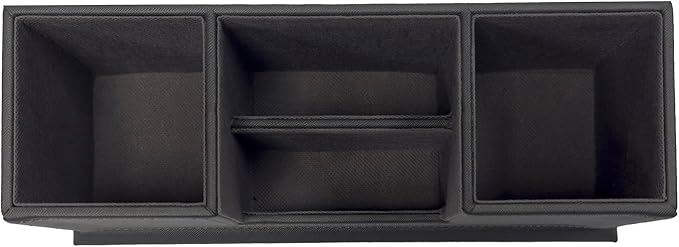 UnionBasic 4 Compartment Desk Organizer - Dual Pen Holder - Card/Pen/Pencil/Mobile Phone Office Supplies Holder (Grey)