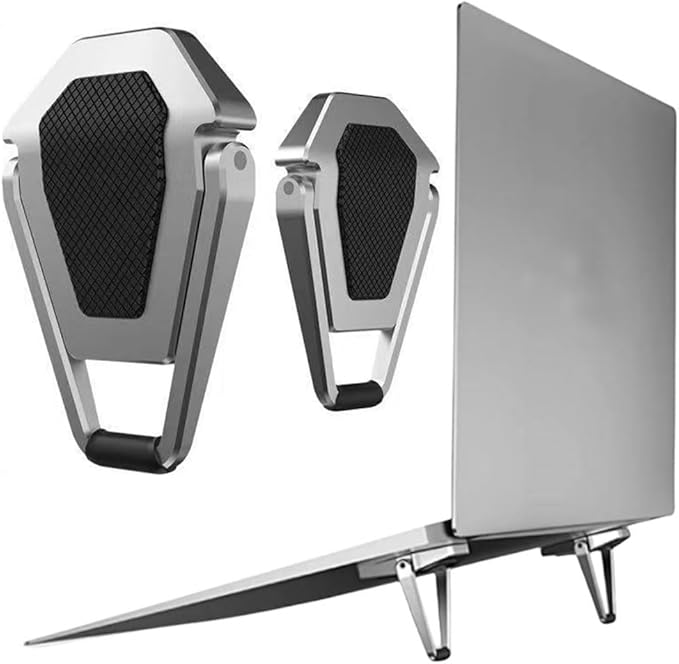Portable Laptop Stand for Desk, Mini Foldable Laptop Riser,Anti-Slip Alloy Keyboard Stands Riser, Computer Stand Compatible with MacBook Air/Pro/Dell/HP/Lenovo/11''-17''Laptops and Keyboards (Silver)