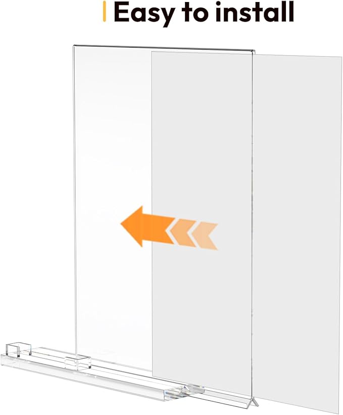 NIUBEE Acrylic Sign Holder for Realtor: 8.5 x 11 Sign Stand with Business Card Pocket for Open House - Clear Real Estate Property Document Name Card Display Supplies on Table - 3 Pack
