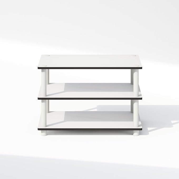 Furinno JUST Toolless Printer Stand with Storage, 3-Tier Under Desk Printer Stand, Printer Table, for CPU, Office Supplies, for Study Room, Living Room, White