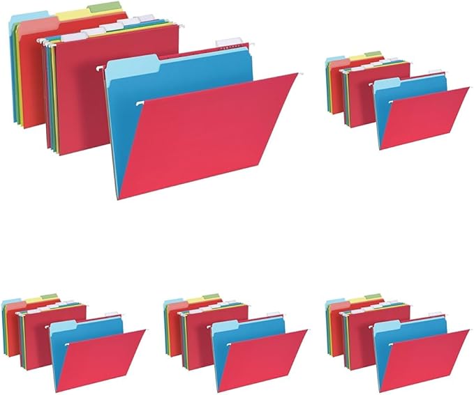 Pendaflex Hanging File Folder Combo Kit, 25 Hanging Folders with Tabs, 50 File Folders, Work from Home Starter Kit, Assorted, Letter Size (99199) (Pack of 5)