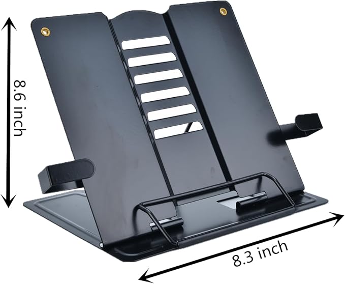 Citmage Desk Book Stand Document Holder Heavy Duty Metal Reading Stand Black for Book Magazine Menu iPad Music Score Speech Draft with 6 Adjustable Positions (Upgrade Edition)