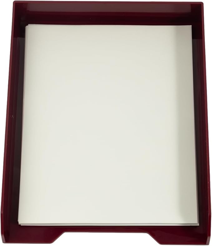 JAM PAPER Stackable Paper Trays - Burgundy - Desktop Document, Letter, & File Organizer Tray - Sold Individually