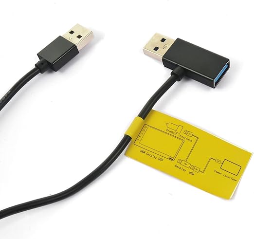 EcoZen USB-A Power/Data Y Cable for Wireless CarPlay Adapter and Android Auto Adapter, Auxiliary Power Supply Cable with Data Pass-Through, 80cm Black USB Y Adapter for Android AI Box