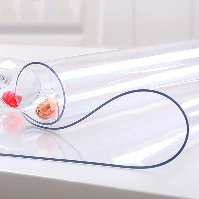 NECAUX Custom 54 x 111 Inch Clear Table Cover Protector, 1.5mm Thick Wood Grain Transparent Table Pad Non-Slip Tablecloth Plastic Protective Pad for Dining Room Table Conference Table Meeting Table