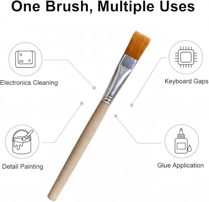 Wood Handle Anti-Static Brushes for Keyboard, Electronic Component Cleaning, Also Versatile for Paints, Stains, 24pcs