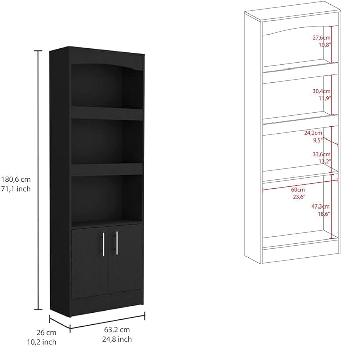 2 Piece Office Desk Set: Modern Computer Desk with Bookshelf - Dark Gray Wood Home Office Furniture for Content Creators & Remote Work Spaces