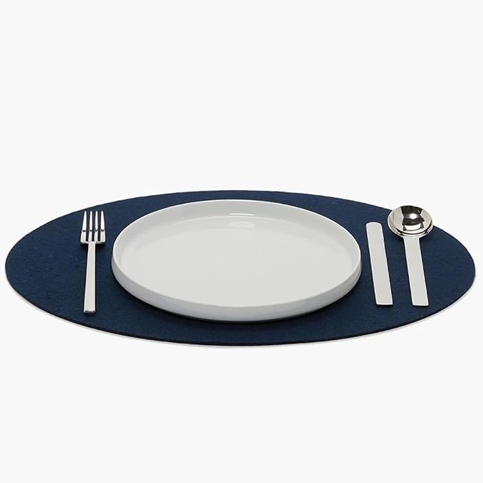 Graf Lantz - Merino Wool Oval Placemat - Marine (14" H x 19" W) - 3mm Merino Wool Felt Table Mat - Moisture Wicking - Odor, Stain, Heat & Dirt Resistant - Luxury Home Decor - Made in The USA