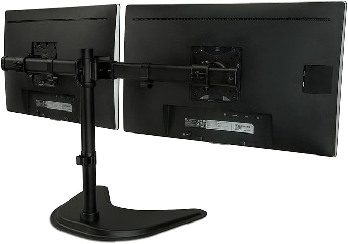Mount-It! Free Standing Dual Monitor Stand | Double Monitor Desk Mount | Fits Two x 19 20 21 22 23 24 27 Inch Computer Screens | 2 Heavy Duty Height Adjustable Arms | VESA Compatible 75 100