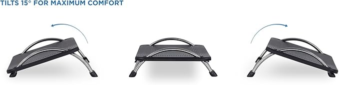 Mount-It! Under Desk Footrest Adjustable Tilt Foot Rest Under Desk (Up to 15°) with Chrome Legs, Ergonomic Office Foot Stool Under Desk with Non Slip Platform for Home Office & Workstation(Pack of 2)