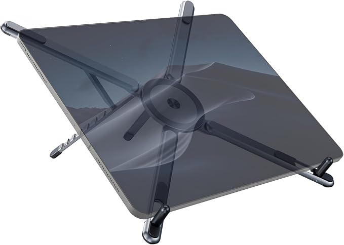 Portable Travel Tablet/Phone/Laptop Stand, Adjustable Laptop Riser for Desk, Foldable Magnetic Phone Holder, Compatible with iPad, MacBook, iPhone (4.7-15.6'')