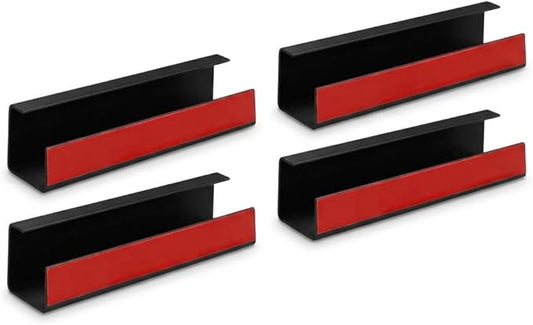 Ickmomo Self-Adhesive Cable and Desk Cover Management Trays (4 Pack, Black) - No Drill Desk Cable Organizer for Electronics Wires, Tidy Office/Desks/Living Room Cables