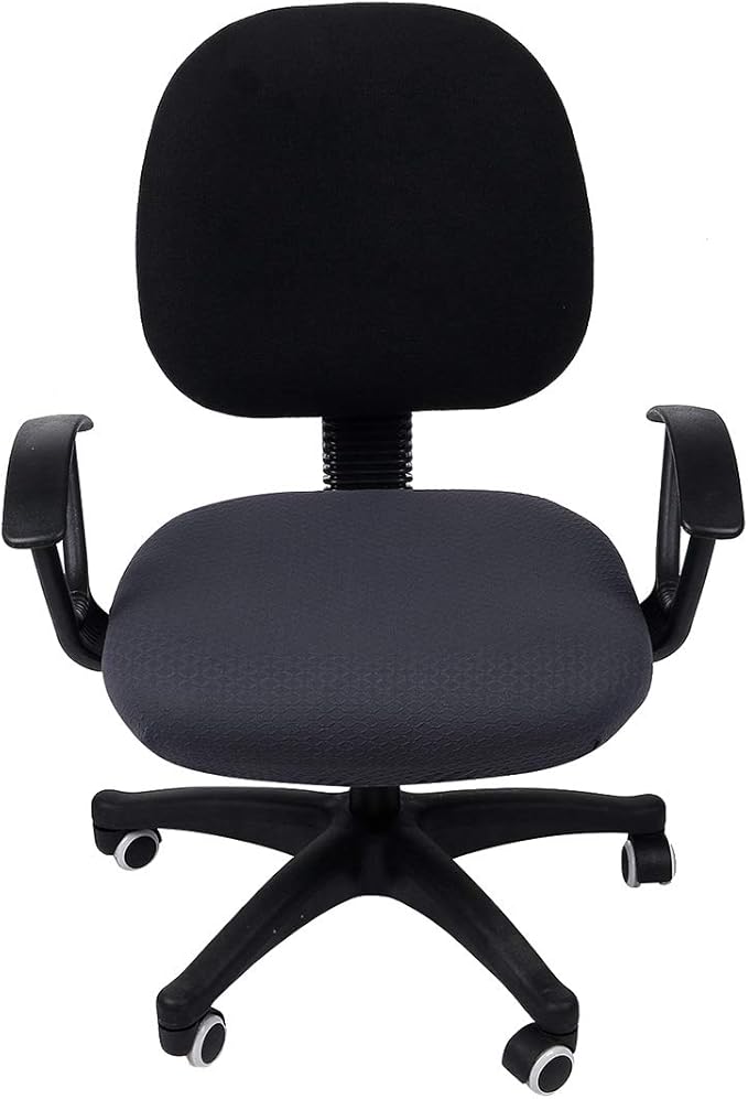 Smiry Stretch Jacquard Office Computer Chair Seat Covers, Removable Washable Anti-dust Desk Chair Seat Cushion Protectors - Dark Grey