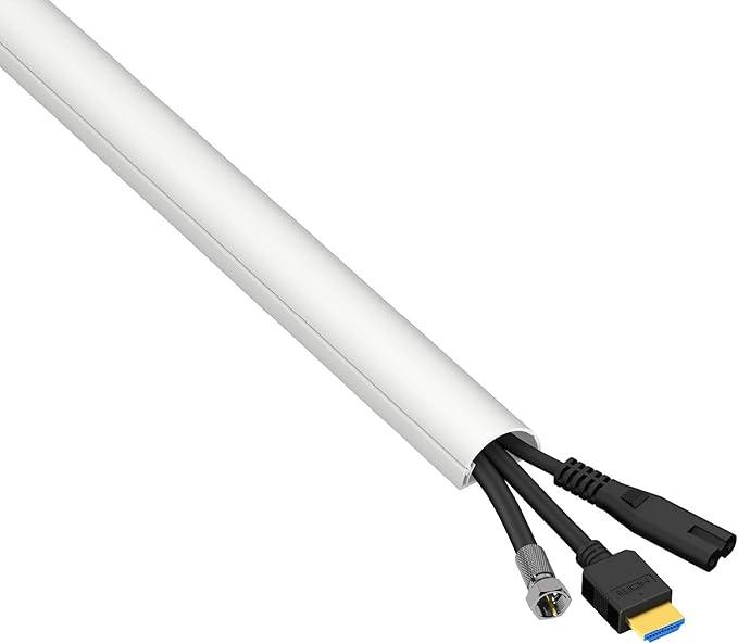 D-Line Cable Trunking White, 8-Meter Pack, One-Piece Half Round Wire Covers, Paintable Self-Adhesive Cable Hider, TV Wire Hider, Cable Management - 8X 30mm (W) x 15mm (H) x 1-Meter Length (8-Meter)