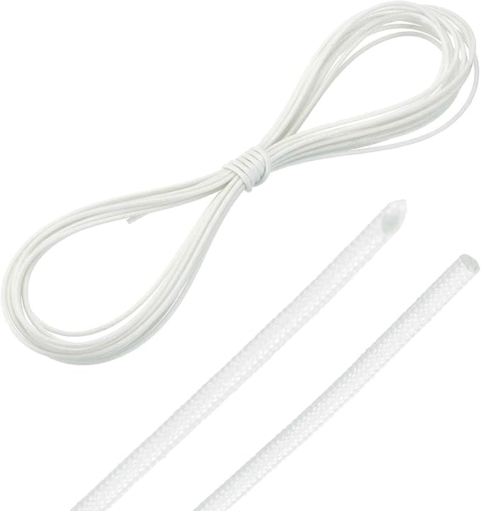 MECCANIXITY 20ft Braided Cable Sleeve, 1/32" ID 200C Heat Resistant 1500V Fiberglass Wire Insulation Cord Protector Organizer Wires Management for Motor Engine Fuel Line, White