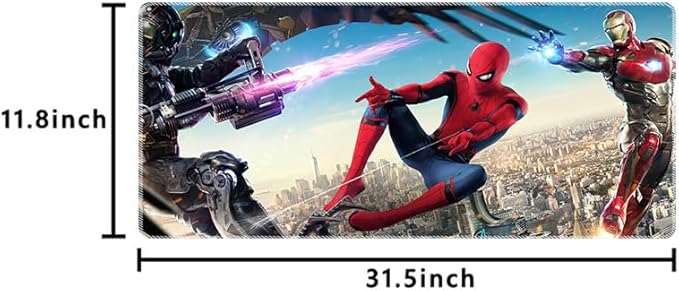Cartoon Pattern Extended Gaming Mouse Pad, 31.5 x 11.8 Inches Non-Slip Keyboard Mat with Stitched Edge for Gaming & Office (Spide)