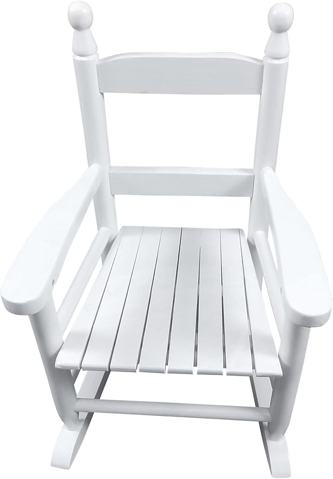 Kids Rocking Chair, Toddler Rocking Chair, Children’s Rocking Chair Porch Rocker Chair with Classic Rocker and Hardwood Construction, for Nursery, Indoor, Outdoor, Living Rooms, Bedrooms (White)