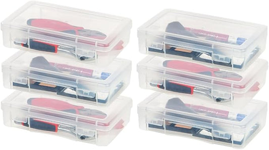 IRIS USA Clear Storage Cases, 6-Pack, |Made in USA|, Plastic Bead Organizing Containers with Snap Lid for Arts, Crafts, Ephemera, Stickers, & Dance Cheer, Clear - Medium