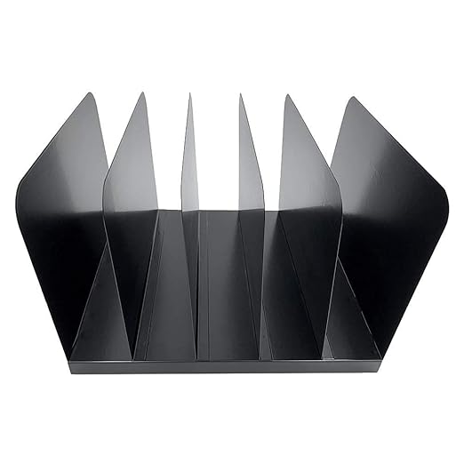 Huron Vertical 5 Slot Steel Desk Organizer/Sorter, Black