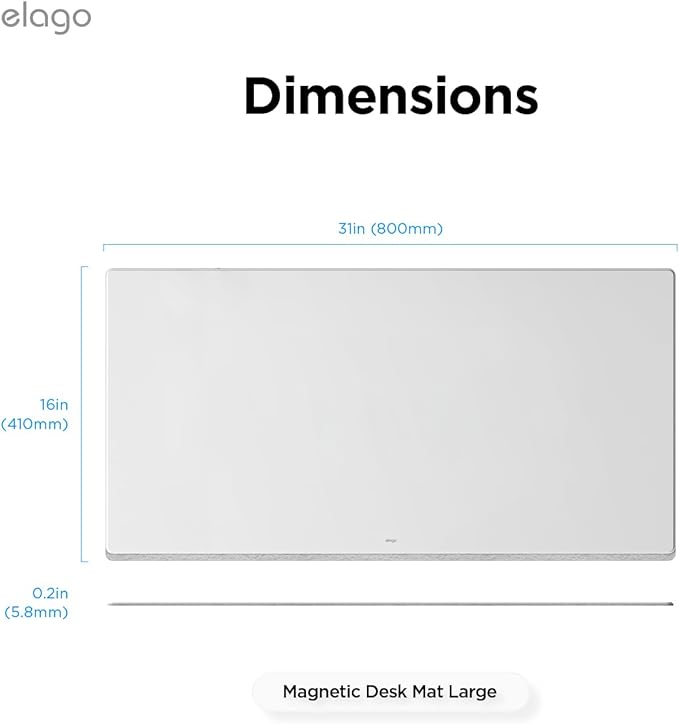 elago Smart Magnetic Desk Mat Compatible with All Magnetic Products -Paper Protector, Mouse Pad, Laptop, Non-Slip Top, Premium Waterproof Writing Pad for Office and Home (Light Grey) [Large]
