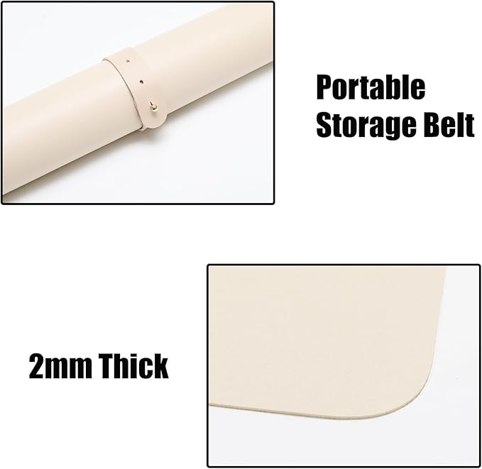 PU Leather Keyboard Mouse Pad 12x24 Inch Non-Slip Desk Protector Mat for Vanity Makeup Laptop, Light Apricot