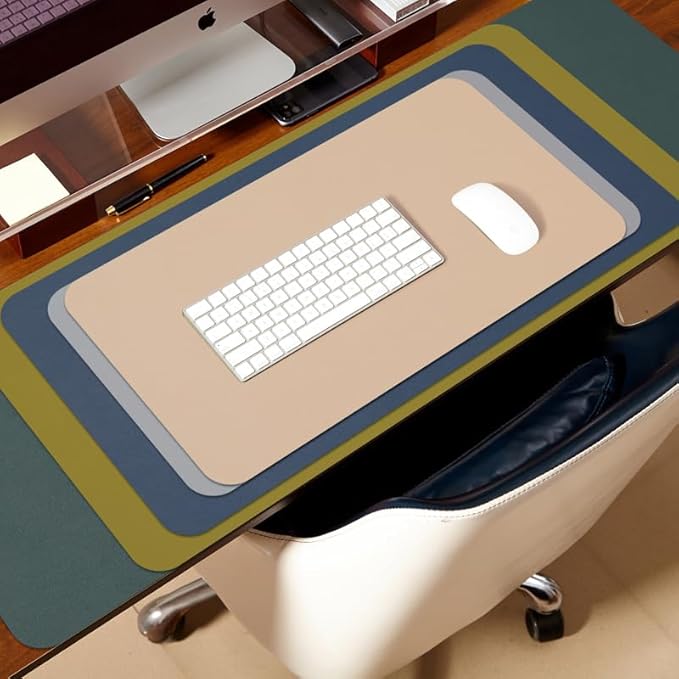 Leather Desk Mat - Non-Slip PU Desk Pad for Office and Home - Desk Organization and Accessories - Ideal for Large Mouse Pad and Desk Mats on Top of Desks (Lemon Yellow,27.6"x 13.8")