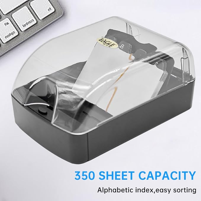 Business Card Holder, 350-Card Capacity Business Card File Plastic Storage Box with Transparent Tilted Lid, Dust-Proof Desktop Organizer for Office Reception(SIZE:S)