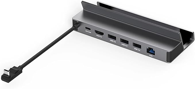 Aluminum Alloy 6 in 1 Steam Deck ROG Handheld Stand Type-C Docking Station with PD 100W, USB3.0x3, 4K@60Hz HDMI, LAN (DS601)