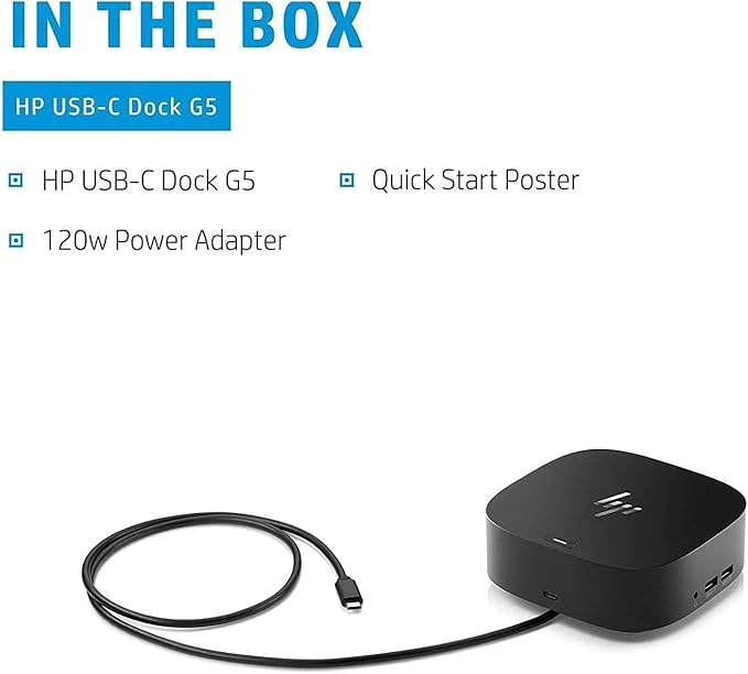 HP USB-C Essential Dock G5 Multiport Docking Station with USB-C, HDMI, Ethernet, DisplayPort, Includes Dockztorm USB Port Expander