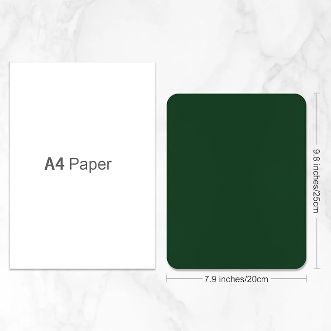 Leather Mouse Pad, Office Mouse Mat Non-Slip Rubber Base Stitched Edge Washable Waterproof Rectangular Mousepad for Office Gaming PC Laptop, 9.8" x 7.9", Dark Green