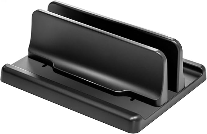 Vertical Laptop Stand, Adjustable, Laptop Holder ABS 1 Slot Easy to Assemble and Adjust Maximize on Desktop Space Durable Stable (Black)