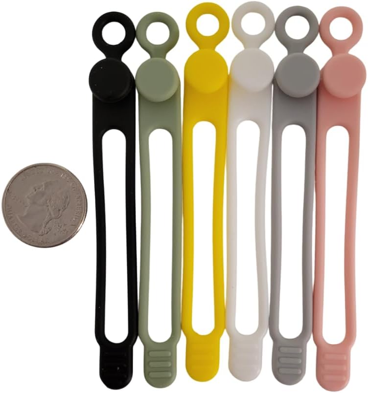 Set of 30 Silicone Cable Straps Organizer, Wire Management Ties for Bundling Phone Charger Cables, Earphones, Computer Cords, Organize Home Office (MultiColor30)