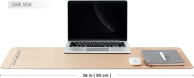 HOMIEAZICOZI Dual Sided Leather Desk Mat - Waterproof Pad for Office and Home Organization Accessories Ideal Large Mouse Mats on Top of Desks(Apricot+Orange,36''x 17'')