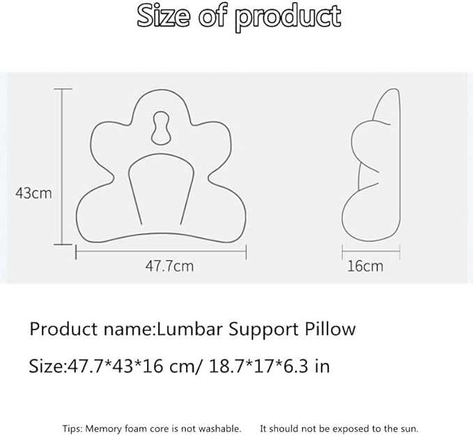 Lumbar Support Pillow for Office Chair, Back Pillow Lumbar Support for Car, Chair, Sofa - Improve Lower Back Pain Relief & Sitting Posture, Memory Foam Back Cushion for Long Sitting (Navy blue)