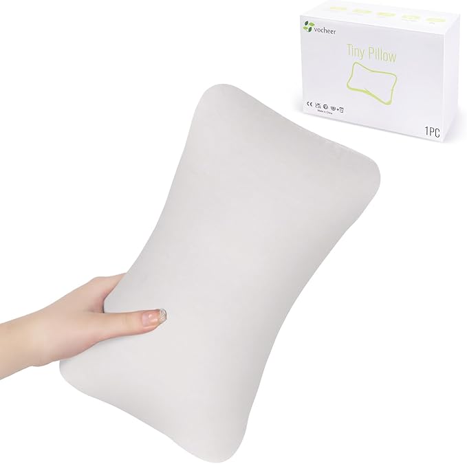 vocheer Small Pillows for Sleeping, 11"x7" Mini Pillow for Travel, Tiny Pillow for Neck, Lumbar, Knee, Wrist, Pets, Cotton Small Back Pillows for Travel, Bed, Office, Machine Washable, Dove-1pc