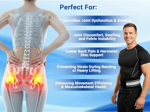 Back Brace for Lower Back Support Brace Pain Hip Sacroiliac Hip and Spine Pain - Breathable & Adjustable Light weight Lumbar Belt for Home Work and Exercise Suitable Women &men (Large)