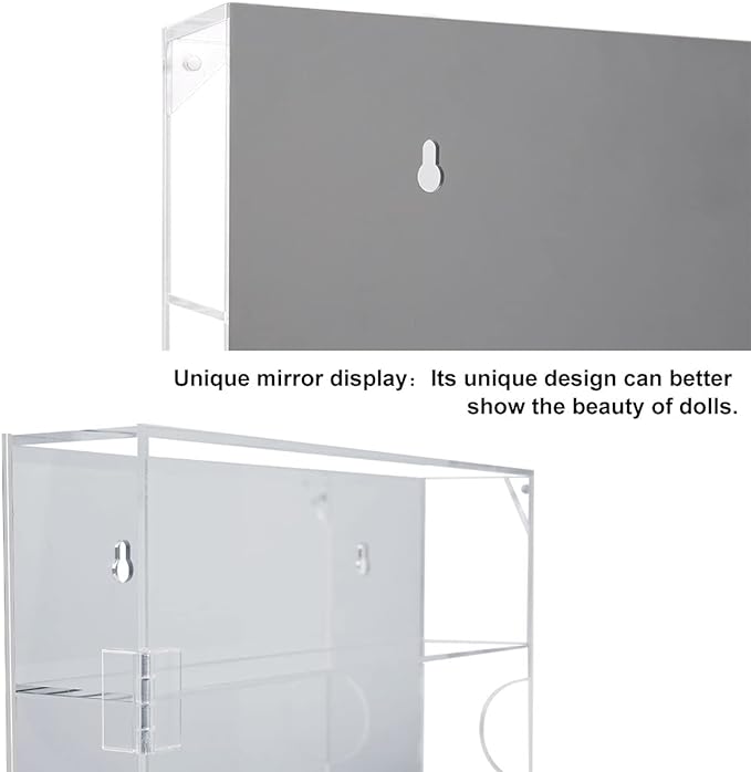 AITEE Acrylic Display Case with Mirrored Back, Display Cabinet for Mini Funko Pop Figures, Dust-Proof Clear Wall Mounted or Desktop 5 Tiers Storage Organizer, for Mini Toys, Rock Stone and Figures