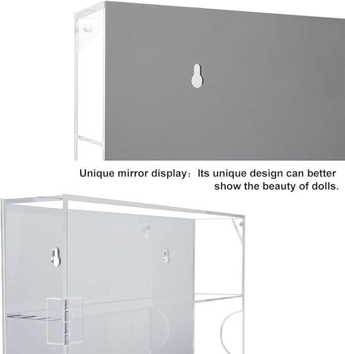 AITEE Acrylic Display Case with Mirrored Back, Display Cabinet for Mini Funko Pop Figures, Clear Wall Mounted or Desktop 4 Tiers Storage Box Cabinet Organizer for Mini Toys,Collections and Stone Rock
