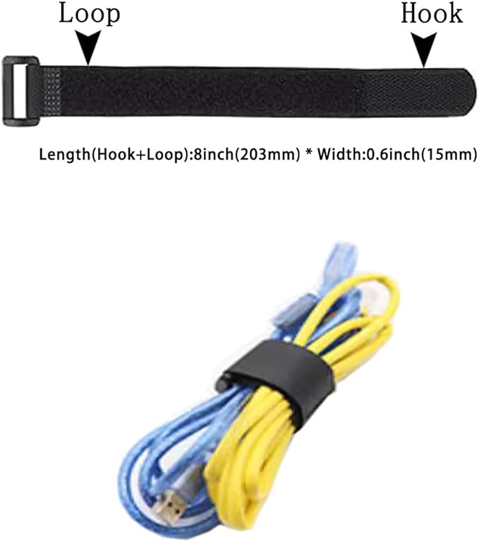 20 Pack 8 Inch Reusable Fastening Cable Straps,Adjustable Multi-Purpose Hook and Loop Straps Nylon Cable Ties for Wire Cable Management Home Office Garage Outdoor Organization