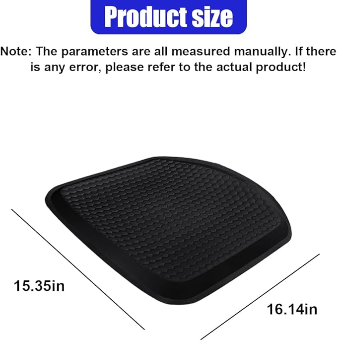 Gel Car Seat Cushion, Non-Slip & Breathable Automotive Chair Protector Pad, Comfortable Cooling Car Interior Seat Mat Accessories Universal for Sedans, SUV, Truck (Black)