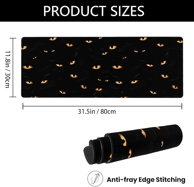 Large Mouse Pad Black Eye Non-Slip Rubber Long Gaming Desk Mat Big Computer Keyboard Mousepad Waterproof Protector Wristing Pad for Gaming Office Home Decorative 31.5 X 11.8 Inch