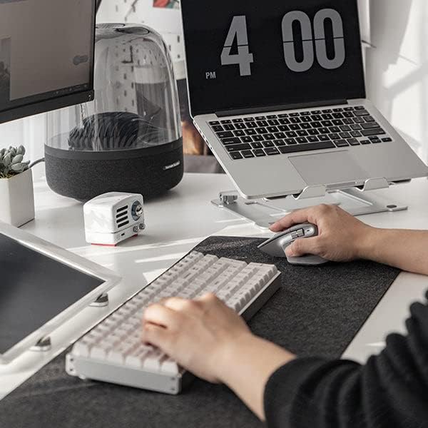 Desky Felt Desk Pad – Large 35.4 x 11.8 Inch, Wool Felt Desk Mat with Anti-Slip Base – Light Grey – Keyboard & Mouse Surface for Office, Home, or Laptop Use