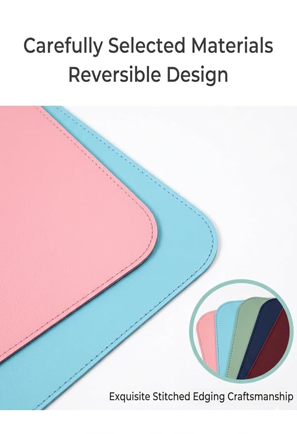 Double Sided Nail Art Table Mat, Soft Microfiber Leather Nail Hand Rest Mat, Waterproof Nail Arm Rest, Nail Mat for Manicure Table Nail Technician, for Desk, Dining Table, Pink & Blue (MAT ONLY)