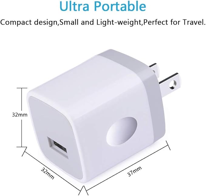 Charging Block for iPhone,Charger Box,USB Cube, NonoUV 10-Pack Single Port Wall Charger 1A/5V USB Outlet Plug Adapter Power Bricks for iPhone 16e 16 15 14 13 12 11 Pro SE XR XS X 8 7 6, iPad, Samsung