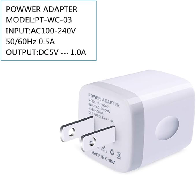 Charging Block for iPhone,Charger Box,USB Cube, NonoUV 10-Pack Single Port Wall Charger 1A/5V USB Outlet Plug Adapter Power Bricks for iPhone 16e 16 15 14 13 12 11 Pro SE XR XS X 8 7 6, iPad, Samsung