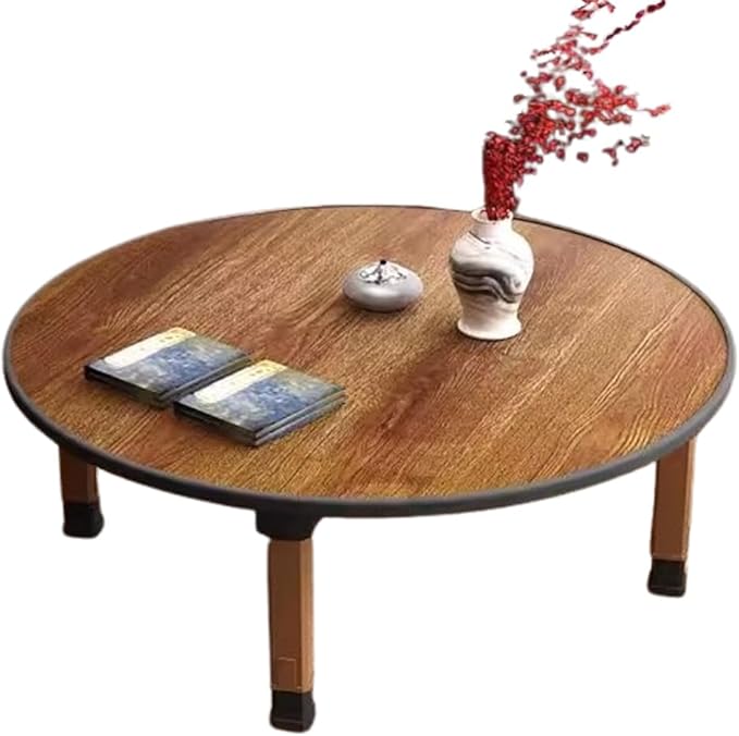 Folding Round Japanese-Style Tea Coffee Table Low Table, Foldable Dining Table, Study Table, Small Desk, for Tatami Sitting On The Floor Bedroom Bay Window Tea Room, Space Save(70 * 30cm)