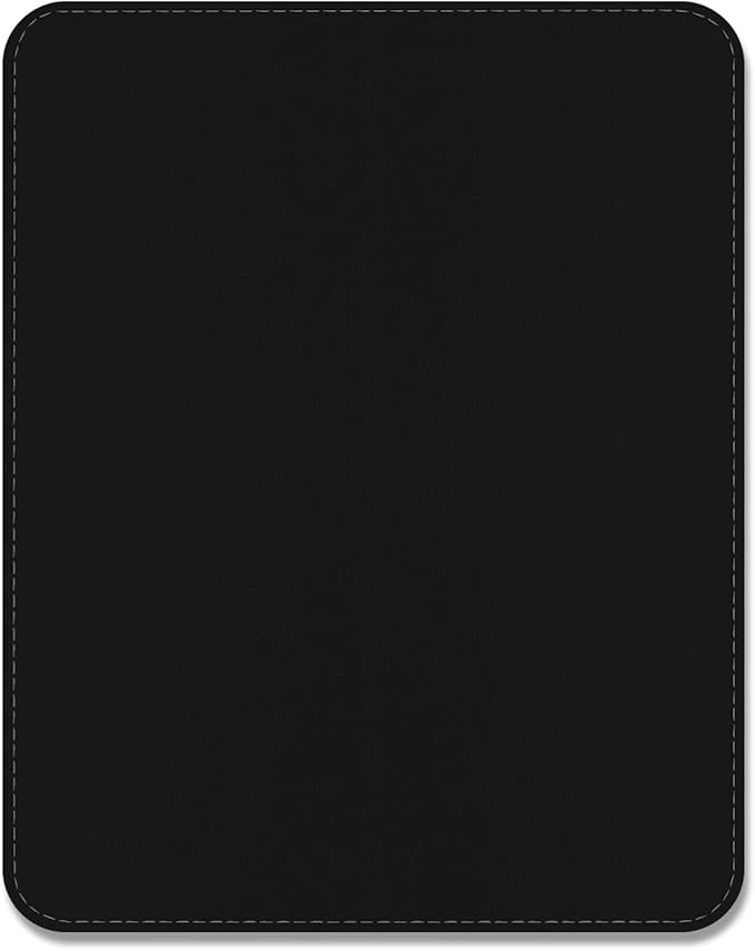Leather Mouse Pad, Office Mouse Mat Non-Slip Rubber Base Stitched Edge Washable Waterproof Rectangular Mousepad for Office Gaming PC Laptop, 9.8" x 7.9", Black